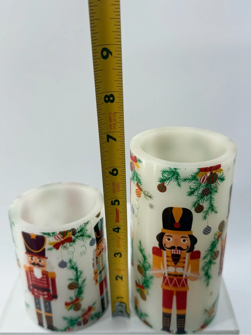 White Nutcracker LED Candle Set - Holiday Decorative Pillars